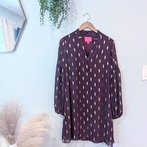 Lilly Pulitzer Shea Metallic Shift Silk Dress In Cabernet. Size 4